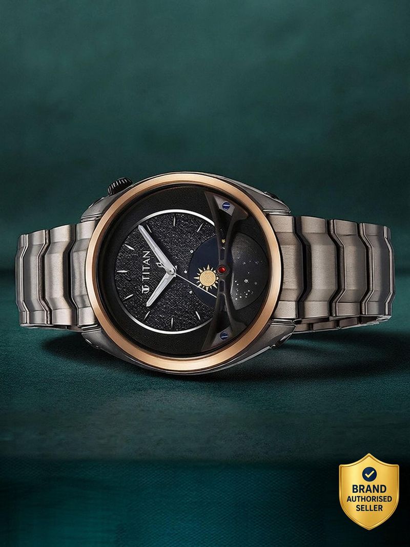 Titan Stellar Multifunction Black Dial Metallic Grey SS Strap - Image 2