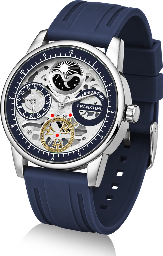 FRANKTIME Mens Wrist Watch | Premium Silicon Strap | Quartz Movement | Casual & Formal Analog Watch - For Men FT-0069 BLU - Image 4
