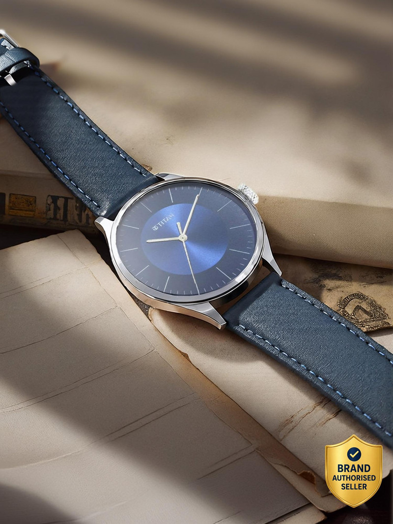 Titan NP1802SL06 Titan Workwear Midnight Blue Dial Blue LeatherStrap Analog Watch  - For Men