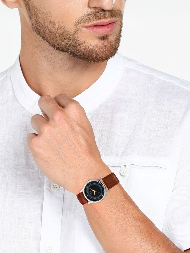 Titan Blue Dial Brown Leather Strap Analog Watch - Image 5