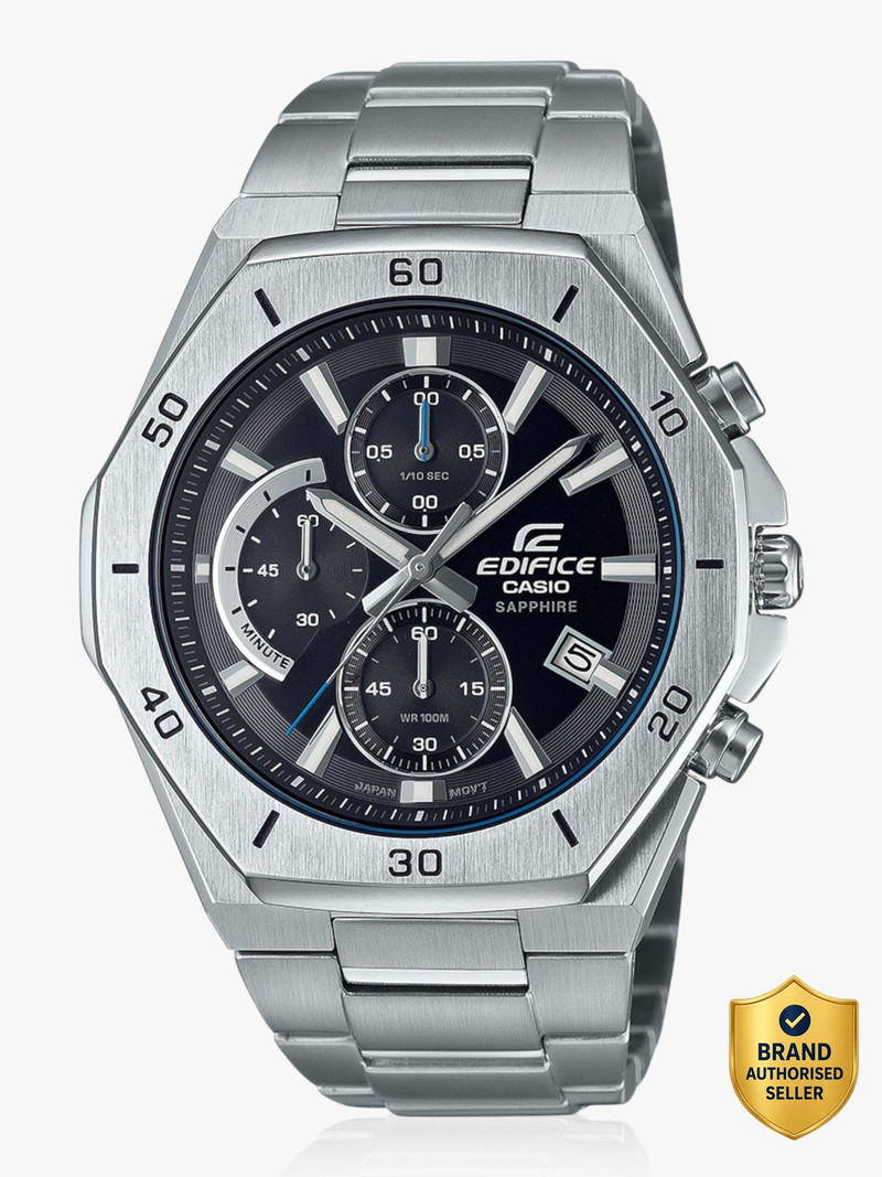 casio edifice black dial silver stainless steel band analog watch  - for men ex550 (efb-680d-1avudf)