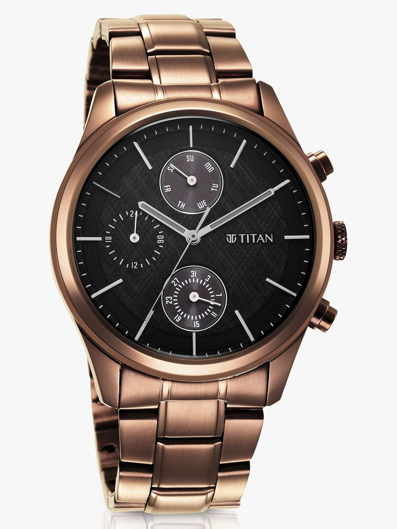 Titan Titan Neo Splash Multifunction Black Dial Brown SS Strap Analog Watch - For Men NT1805QM04,TH1791616W,1805QM04,NU1805QM04