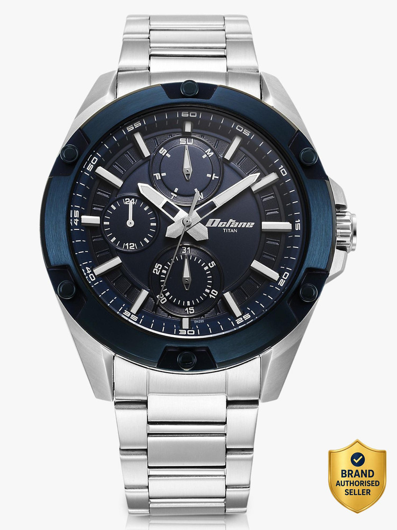 Titan Titan Octane Multifunction Blue Dial Silver Stainless Steel Strap Analog Watch  - For Men