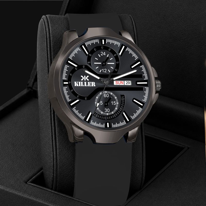 KILLER Gun Metal Series Analog Watch for Men - Black - Image 4