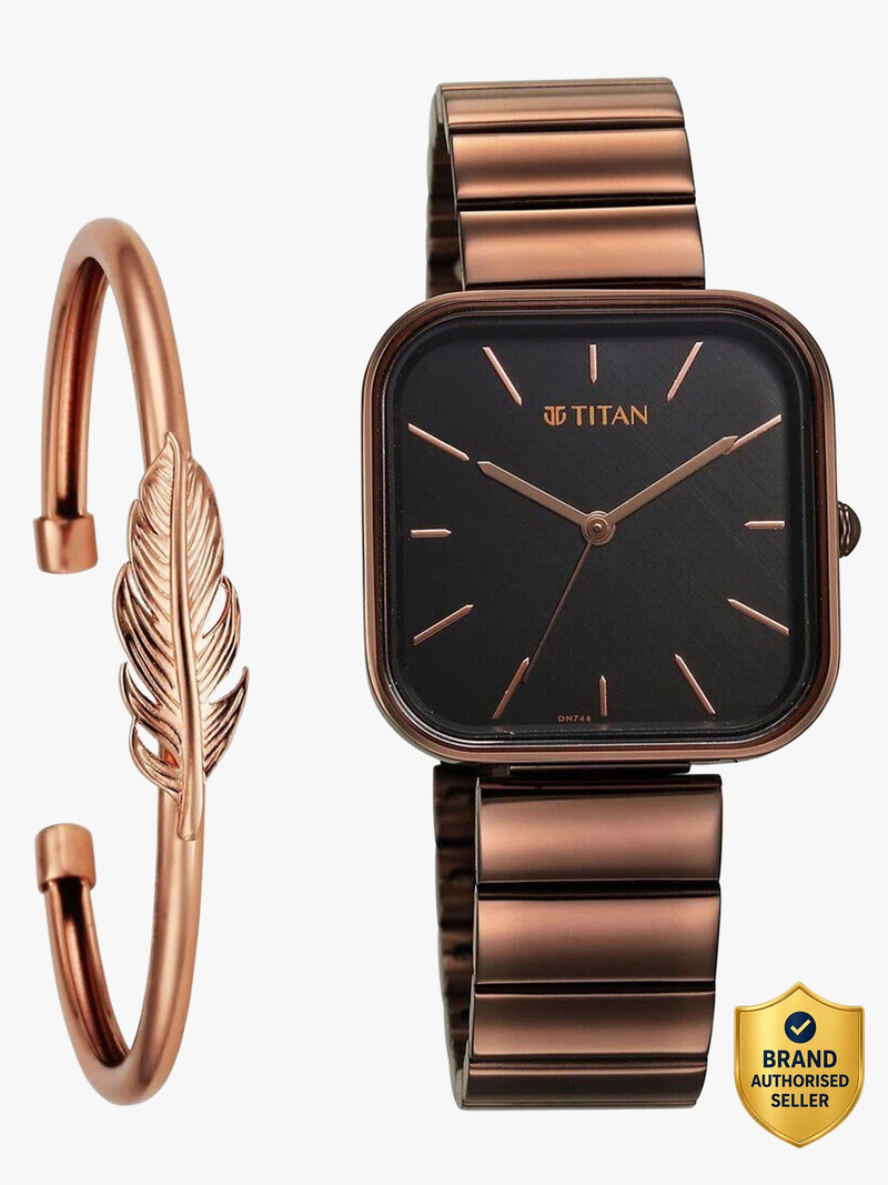 Titan Titan Purple Stackables Black Dial Brown Stainless Steel Strap Analog Watch  - For Women NT2715QM01F,NU2715QM01F