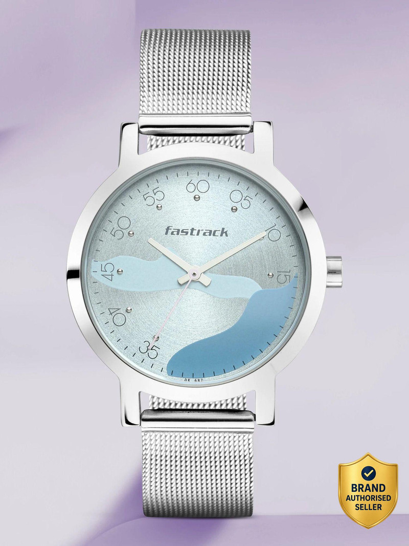 Fastrack Fastrack Bare Basics Blue Dial Silver Stainless Steel Strap Analog Watch  - For Girls NT6222SM02,NU6222SM02