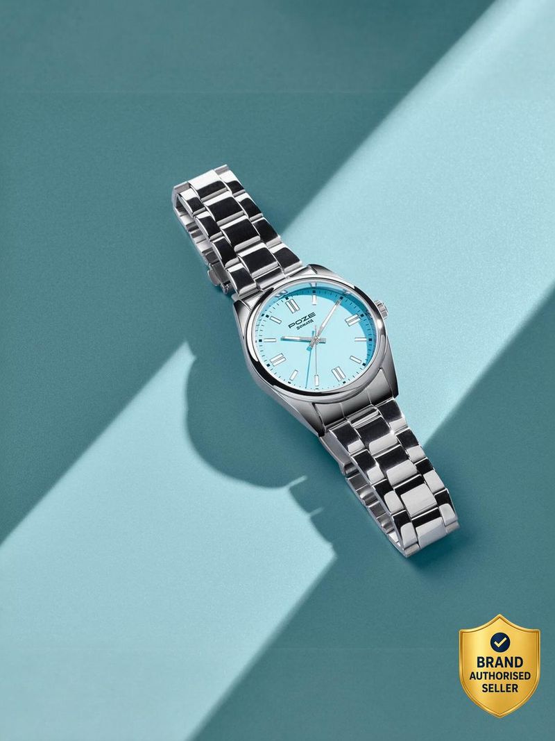 Sonata Poze Quartz Blue Dial Silver Metal Strap Men's Watch - Image 2