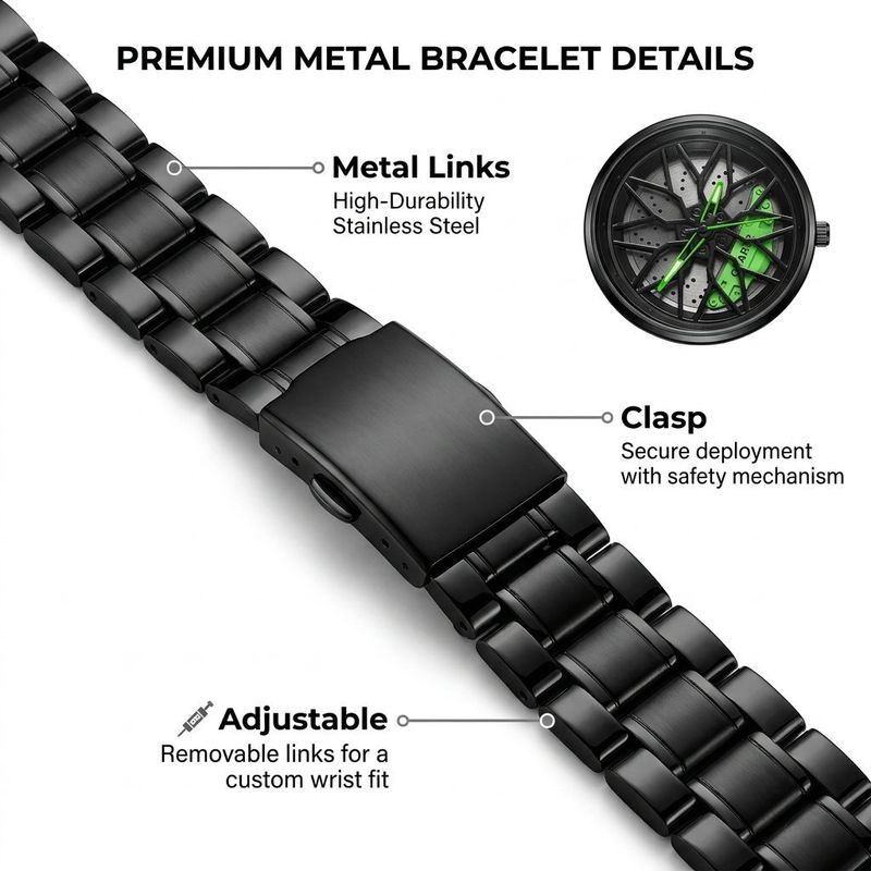 SINGGI Car Wheel Style Analog Watch - Green - Image 5