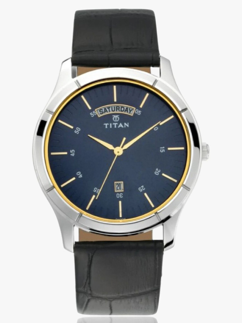 Titan Titan Workwear Midnight Blue Dial Black LeatherStrap Analog Watch  - For Men NR1767SL03,NN1767SL03