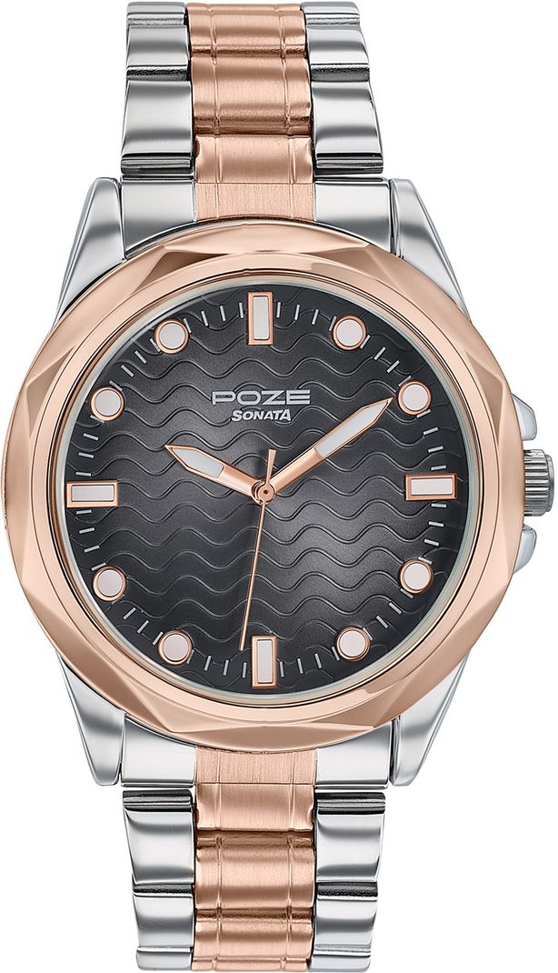 Sonata Poze 7 Black Dial Rose Gold Watch - Image 4
