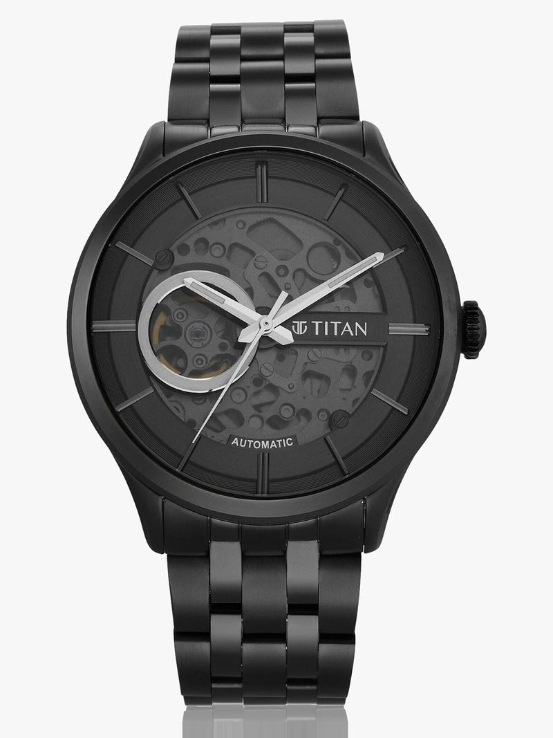 Titan Automatic Anthracite Dial Black SS Strap Watch - Image 8