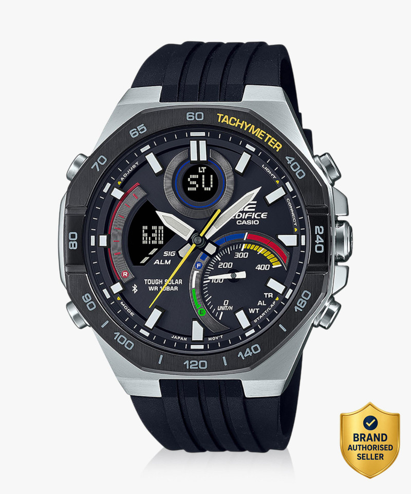 CASIO Edifice Black Dial Black Resin Strap Analog-Digital Watch  - For Men EX557 (ECB-950MP-1ADF)