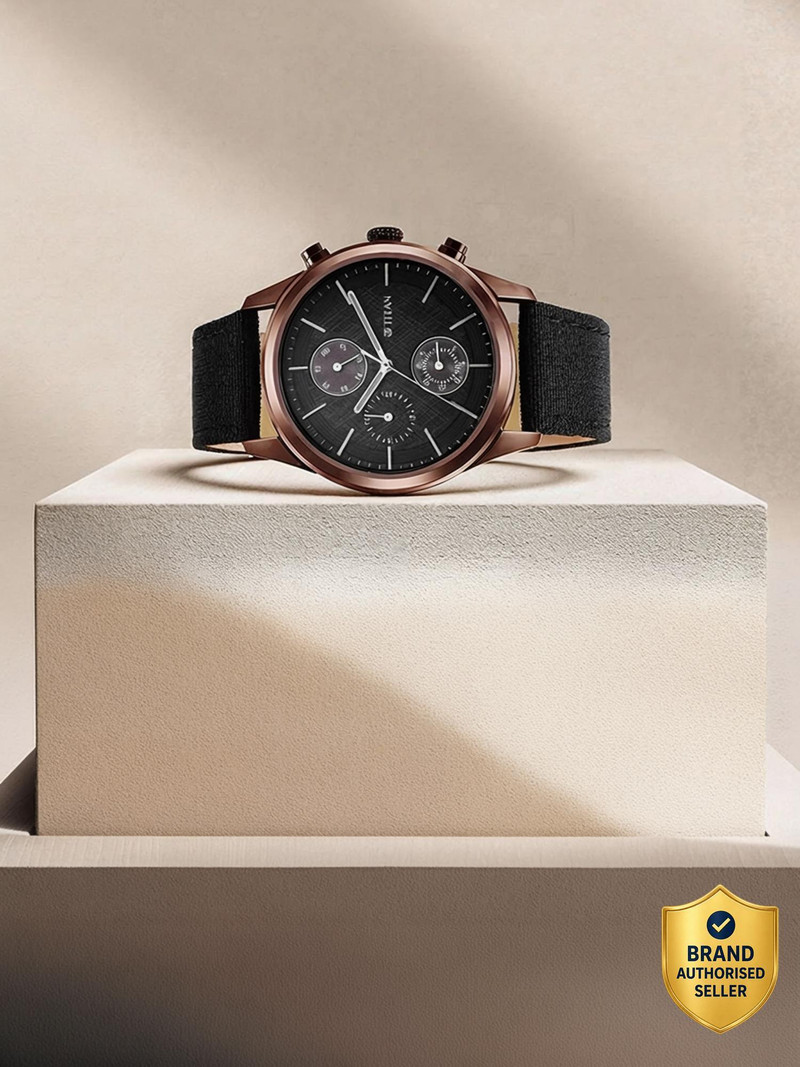 Titan Titan Neo Splash Multifunction Black Dial Black LeatherStrap Analog Watch  - For Men NT1805NL01,NCTH1781905,1805NL01,NU1805NL01,NU1805QP01