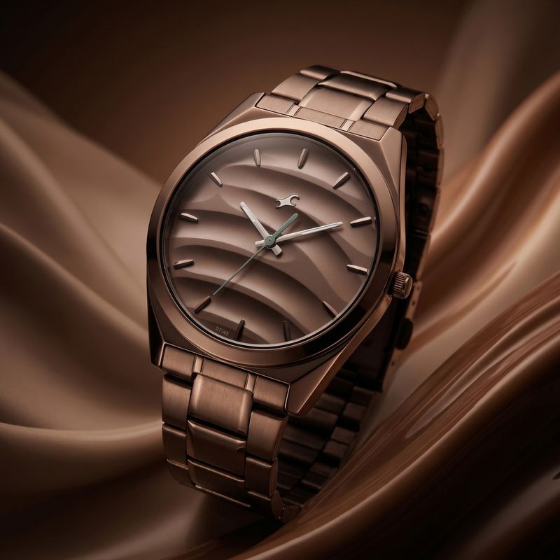 Fastrack Gelato Chocolate 3 Hand Dial Brown Stainless Steel Strap - Image 2