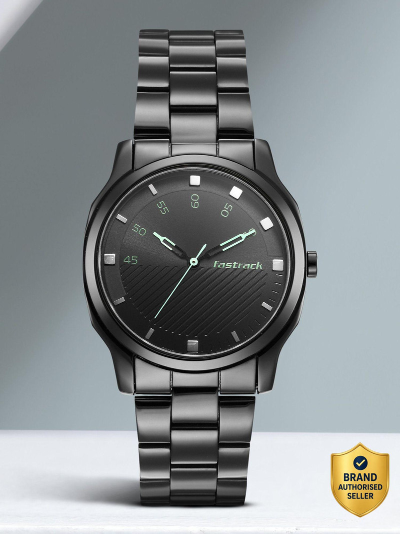 Fastrack Fastrack Stunners Black Dial Black Stainless Steel Strap Analog Watch - For Men NT3255NM02,NU3255NM02