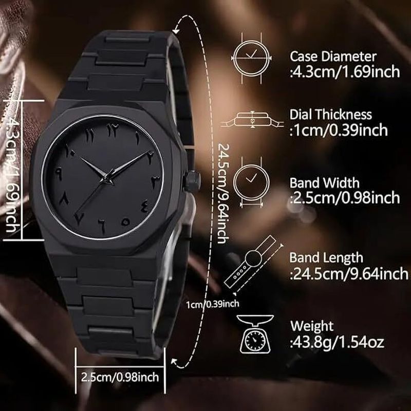 TimePiece Black Arabic Dial Watch - Image 5