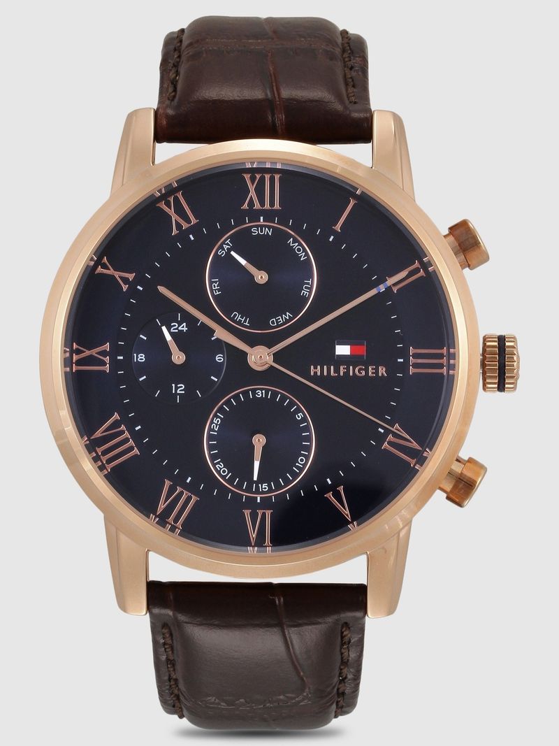Tommy Hilfiger Blue Dial Brown LeatherStrap Analog Watch - Image 5