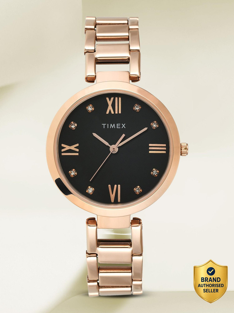 timex black dial analog watch  - for women twel107smu16