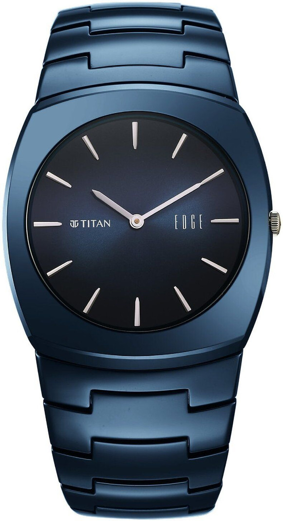 Titan Edge Fumage Edge Fumage Blue Dial Blue Ceramic Strap Analog Watch  - For Men
