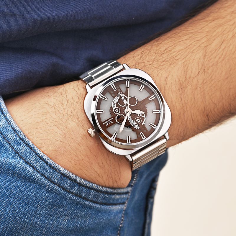LOUIS DEVIN Stainless Steel Chain Analog Watch - For Men LD-G081-BRW-CH - Image 6