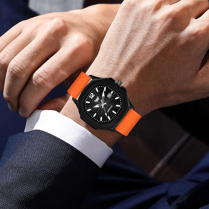 ABREXO Vintage-Law ABX6600-OG Black Dial Orange Strap Watch - Image 5