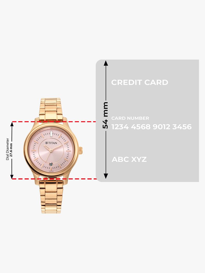 Titan Karishma with Date Pink Dial Rose Gold MetalStrap Analog Watch - For Women NT2638WM01,NU2638WM01 - Image 6