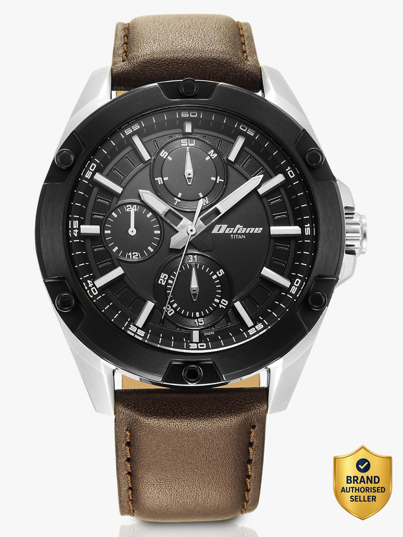 Titan Titan Octane Multifunction Black Dial Brown LeatherStrap Analog Watch  - For Men NP16007PP04,NT90143KL02,90143KL02