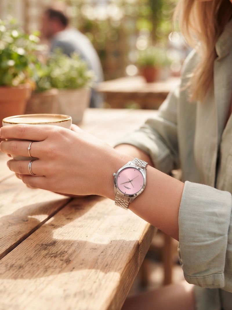 French Connection Pink Sunray Round Dial Quartz Analog Watch FCND40PSM - Image 4