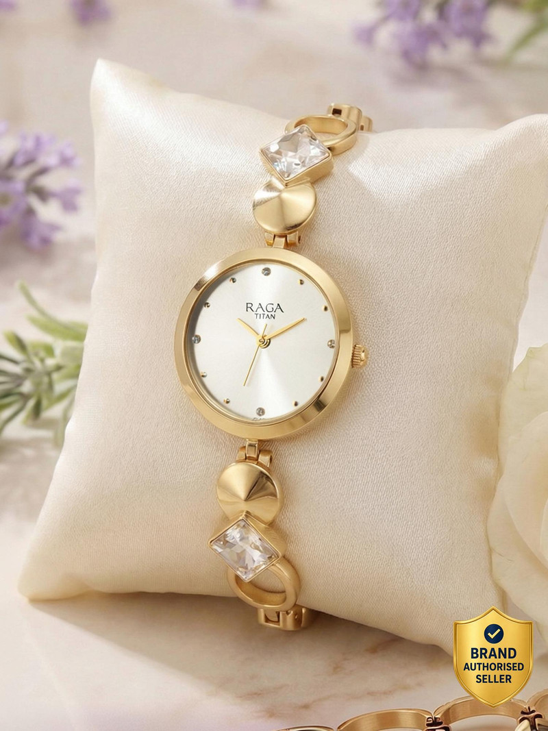 Titan Titan Raga Love All Silver Dial Gold MetalStrap Analog Watch  - For Women NT2606YM08,NU2606YM08