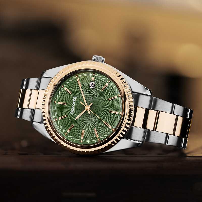 sonata festive 2 0 quartz green round dial men s watch analog men
