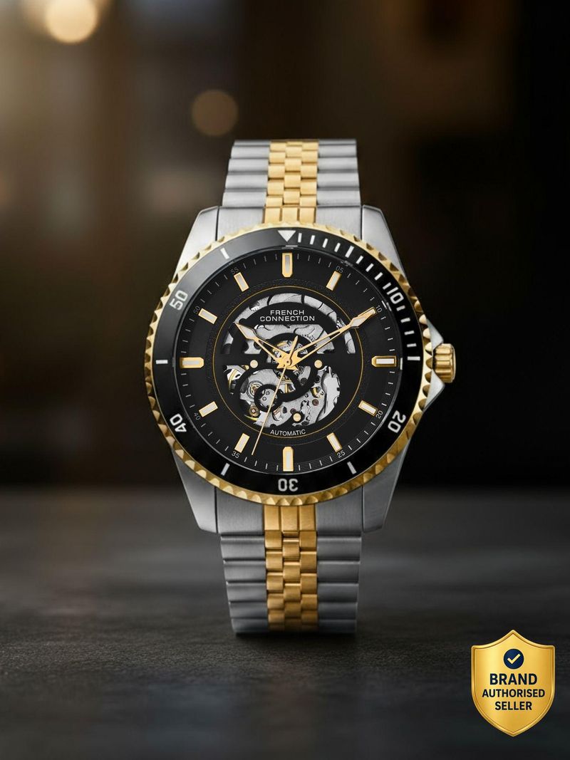 French Connection AETHER DRIVE Black Sunray Round Dial | Men's Go...more - Image 2