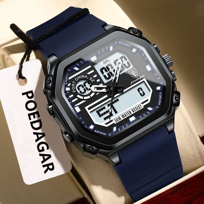POEDAGAR Analog-Digital Blue Men's Watch - Image 2
