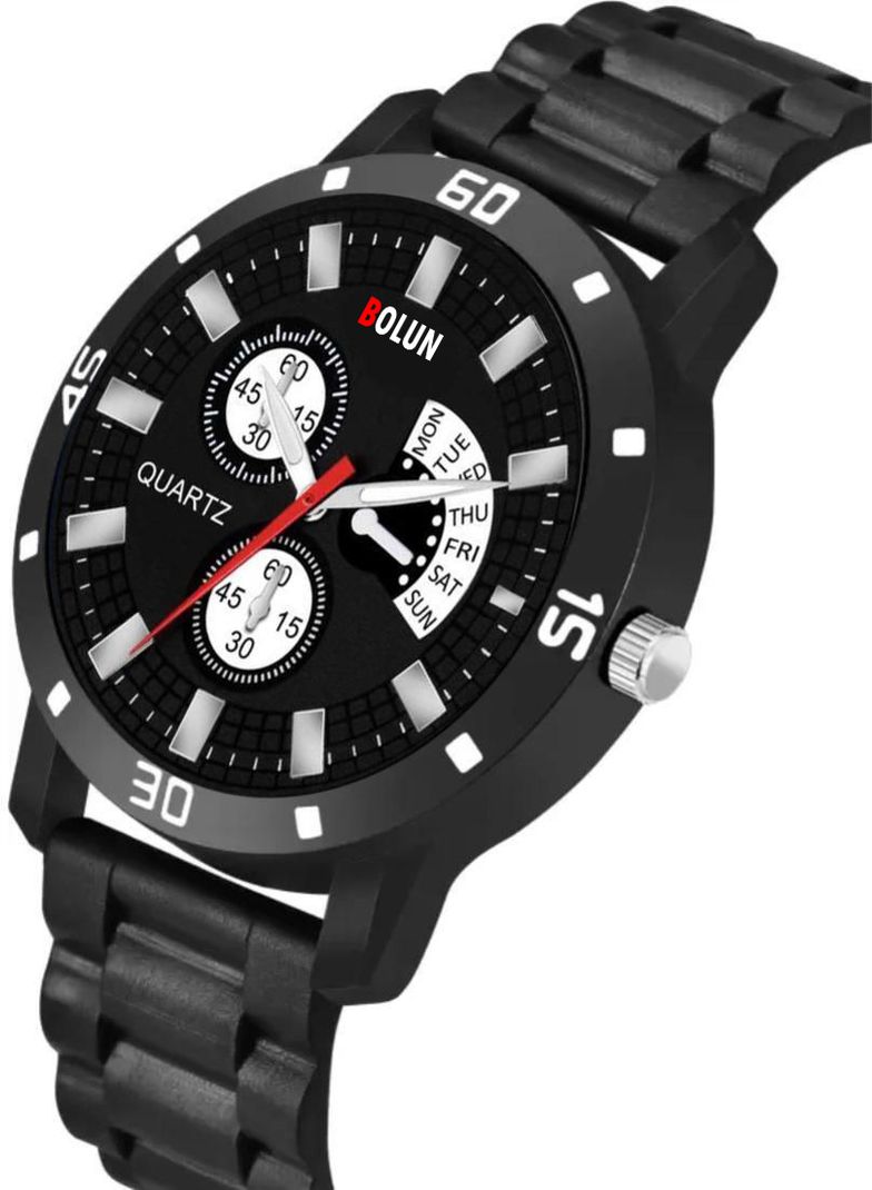 Bolun Black AV dial Bumpper Pu Belt Men and Boy Watch - पà¥à¤°à¥à¤·à¥à¤ à¤à¥ लिठà¤à¤¡à¤¼à¥ - Image 4