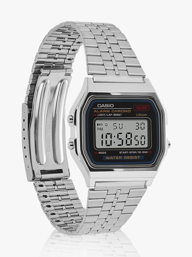 CASIO Vintage Black Dial Silver Stainless Steel Digital Watch - Image 5