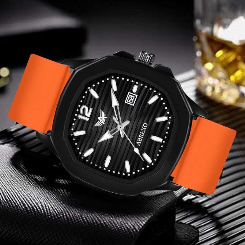 ABREXO Vintage-Law ABX6600-OG Black Dial Orange Strap Watch - Image 3
