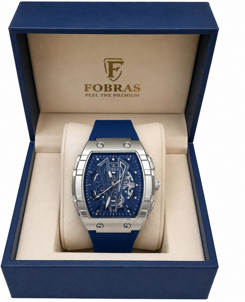 fobras Analog Watch for Boys, Silver Blue - Image 2