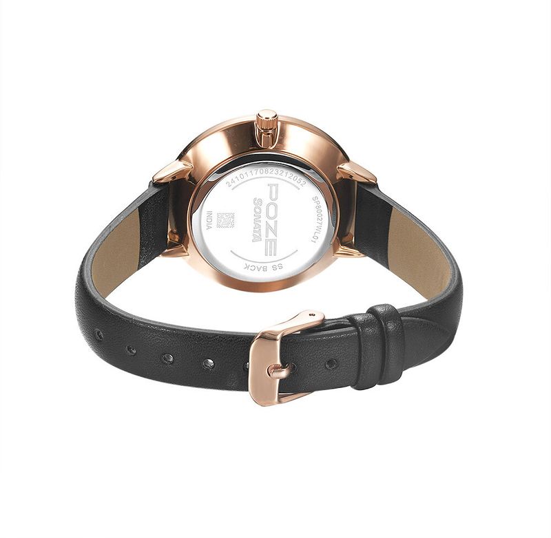 SONATA Poze Black Dial Black Strap Analog Watch - Image 5
