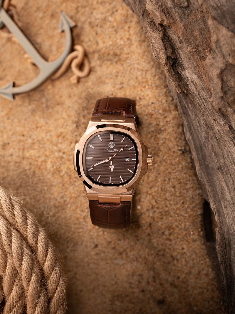 CARLTON LONDON Men's Leather Jordan Analog Watch - Image 6