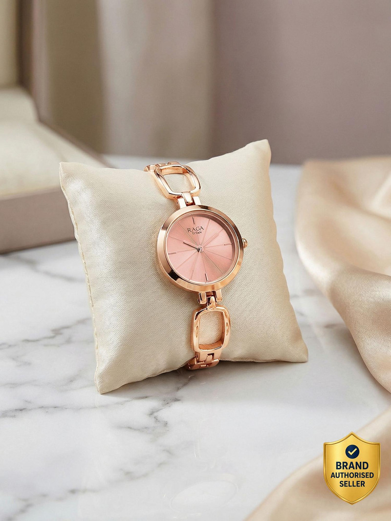 Titan Titan Raga Rose Gold Dial Rose Gold Metal Strap Analog Watch  - For Women NT2656WM01,95014WM01,2656WM01,NU2656WM01,NU2725WM01