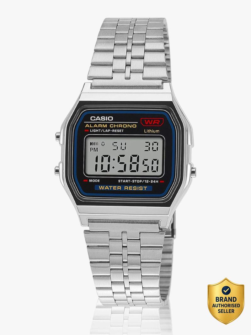 CASIO Vintage Black Dial Silver Stainless Steel Digital Watch - Image 2