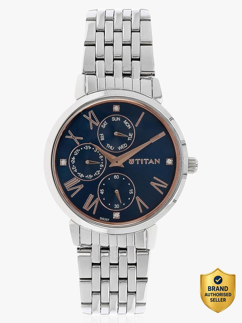 Titan Titan Workwear Multifunction Blue Dial Silver Stainless Steel Strap Analog Watch  - For Women NT1698SM01,1781279,1698SM01,NU1698SM01,NU2569SM01