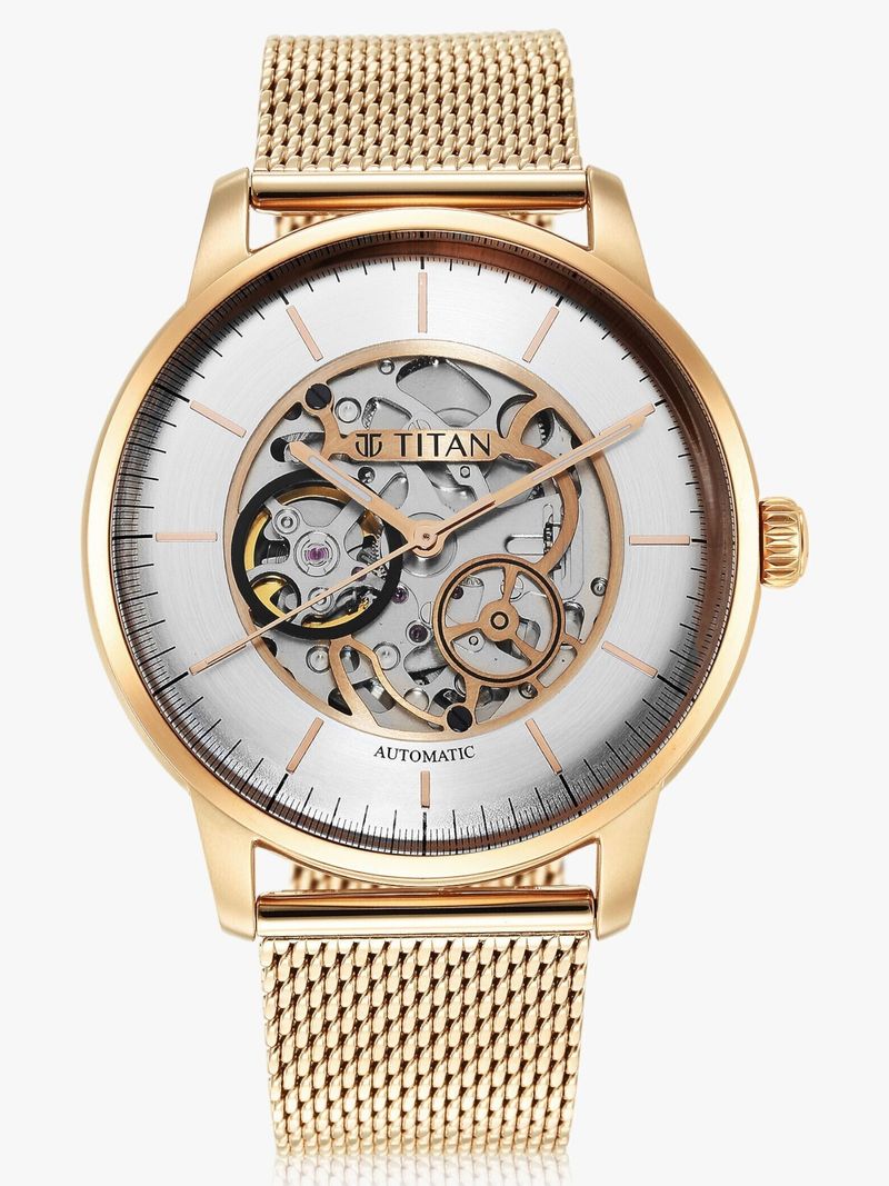 Titan Mechanical Automatic Silver Dial Rose Gold Watch - Image 6