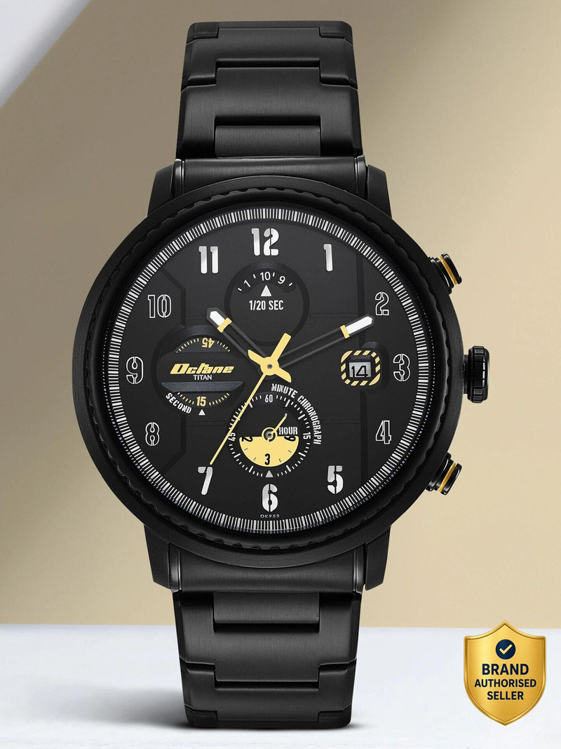 Titan Titan Octane Aerobatics Chronograph Black Dial Black SS Strap Analog Watch  - For Men NT1857NM01,NU1857NM01