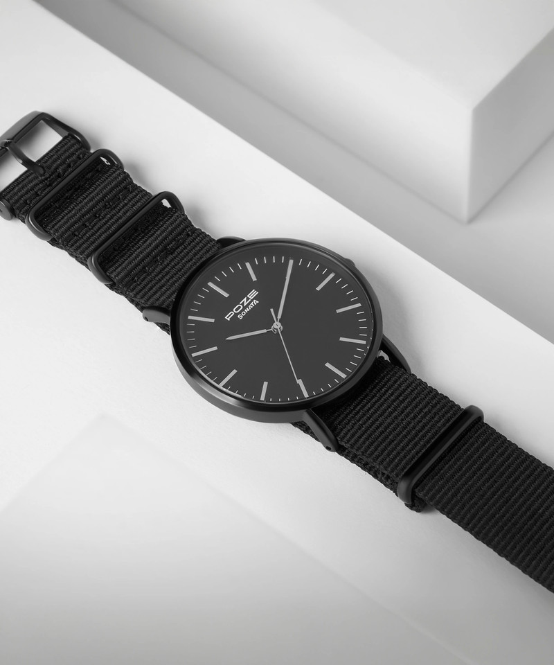 SONATA Poze Black Strap with Black Dial Analog Watch  - For Men SP70038NP01W