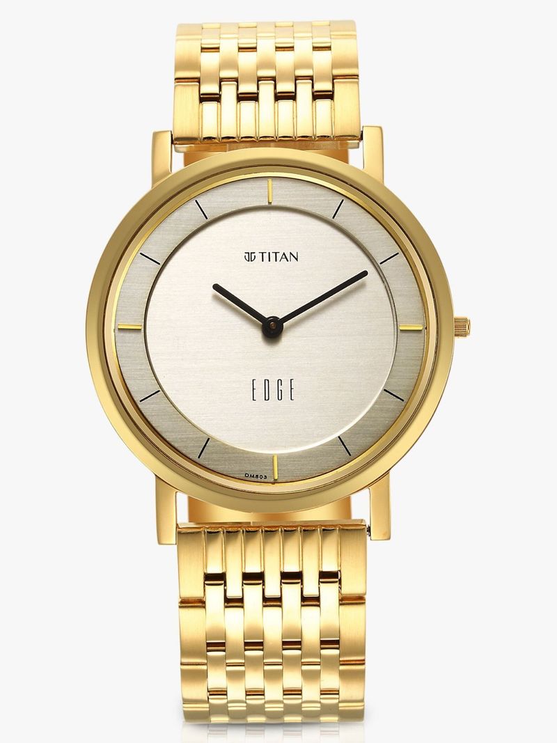 Titan Edge Metal Beige Dial Gold Stainless Steel Men's Watch - Image 6