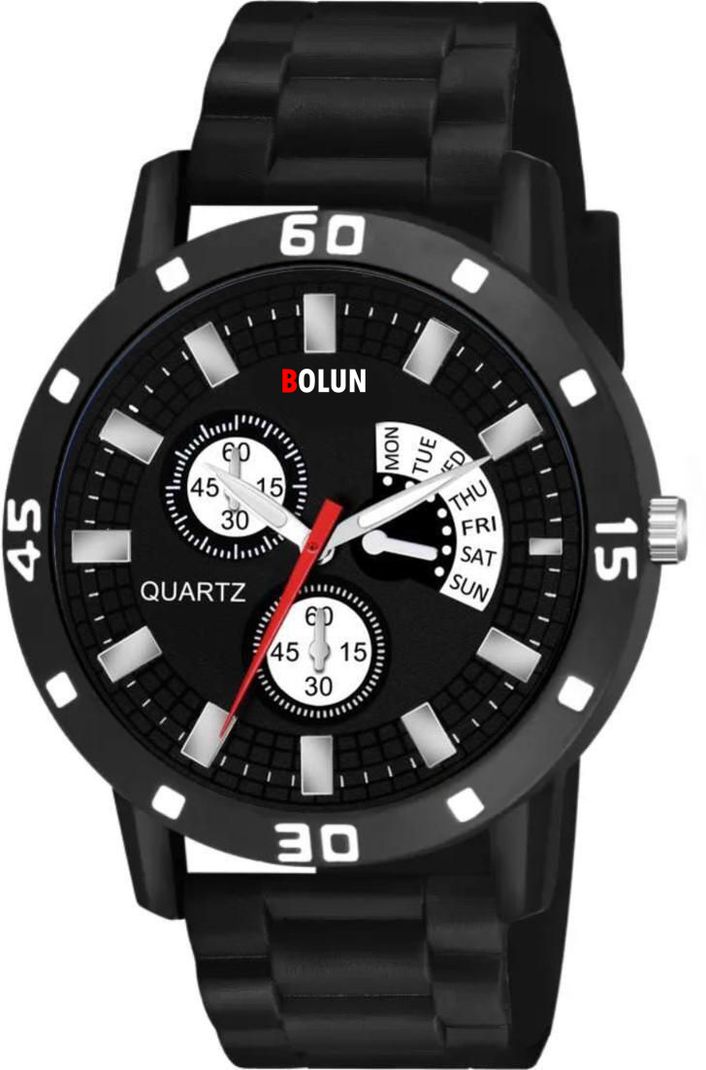 Bolun Black AV dial Bumpper Pu Belt Men and Boy Watch - पà¥à¤°à¥à¤·à¥à¤ à¤à¥ लिठà¤à¤¡à¤¼à¥ - Image 3