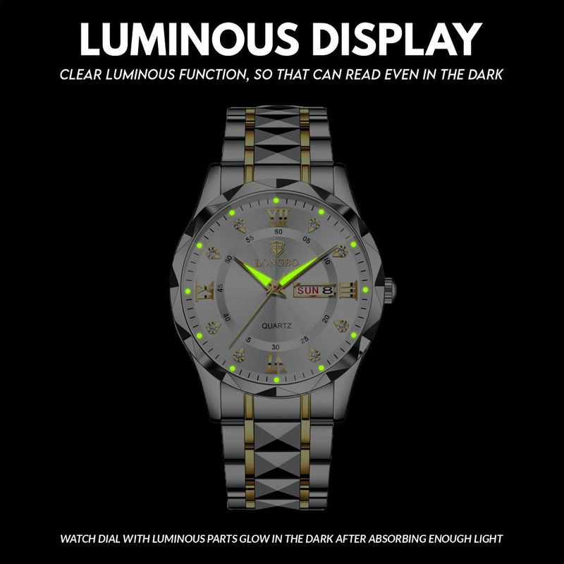 Longbo Zenith Diamond Business Stainless Steel Watch - Image 6