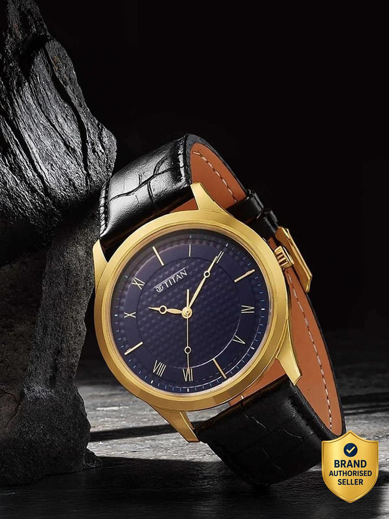 Titan Karishma Gents Festive Titan Karishma Blue Dial Black Leather Strap Analog Watch  - For Men