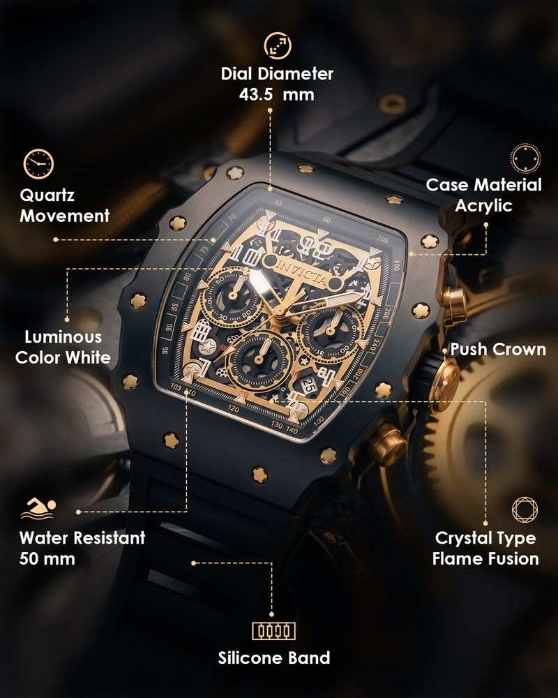 INVICTA Racing Quartz Gold Dial Men's Watch 69728 - Image 3