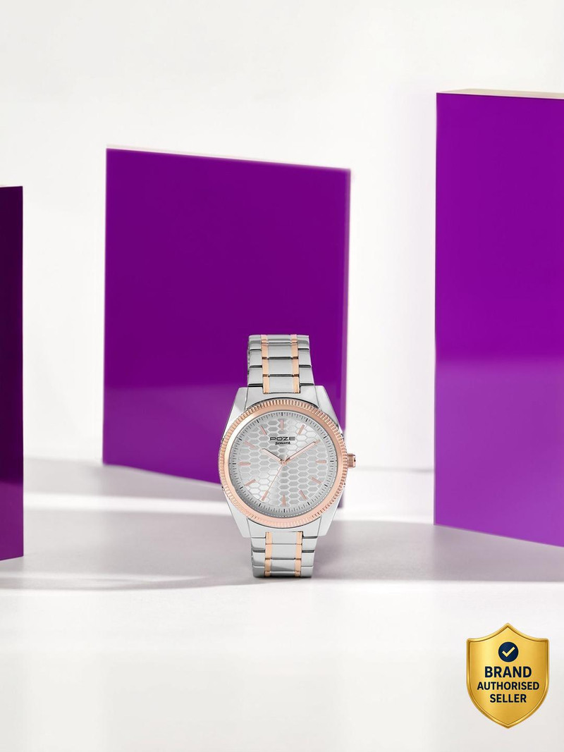SONATA Sonata Poze 7 White Dial Rose Gold Sheet Metal Strap Analog Watch  - For Men SP70093KM01W